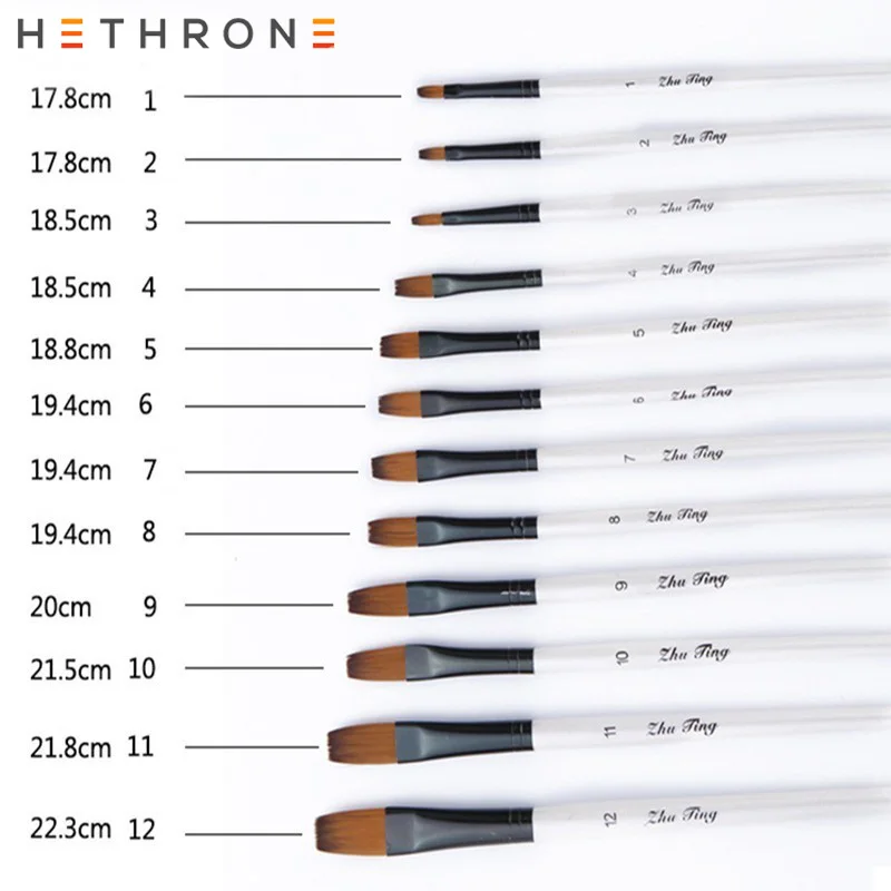 Hethrone 12 шт./компл. профессии масло акварельных кистей товары для рукоделия мягкий заостренный кончик нейлоновые волосы кисть для рисования набор для художника