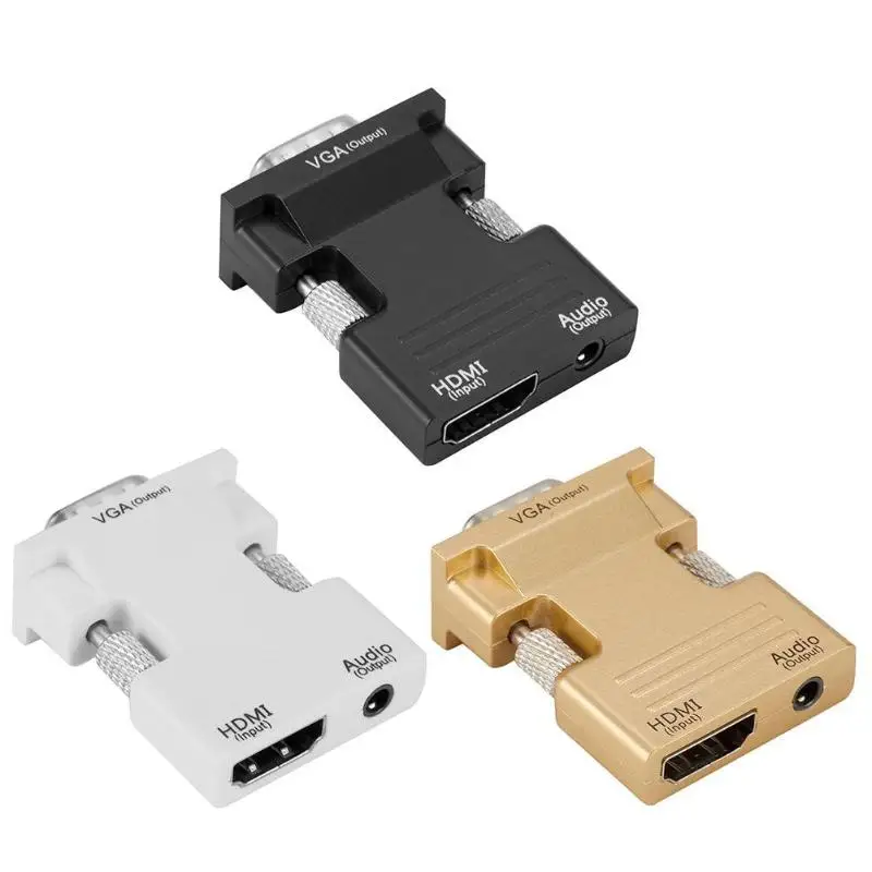 HDMI Female to VGA Male Converter Adapter with Audio Cable Support 1080P Signal Output for Computer Set-top Box High Quality | Электроника