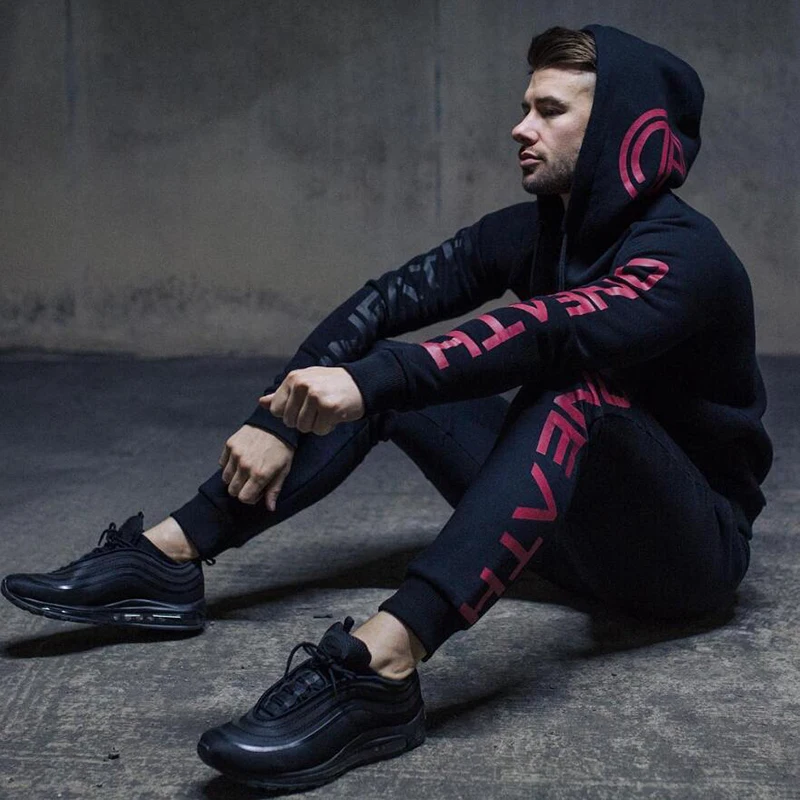 

Sport Suit Men Autumn Winter Mens Sets Running Gym Tracksuit Fitness Bodybuilding Mens Hoodie+Pants Sport Suit Male Clothing Set
