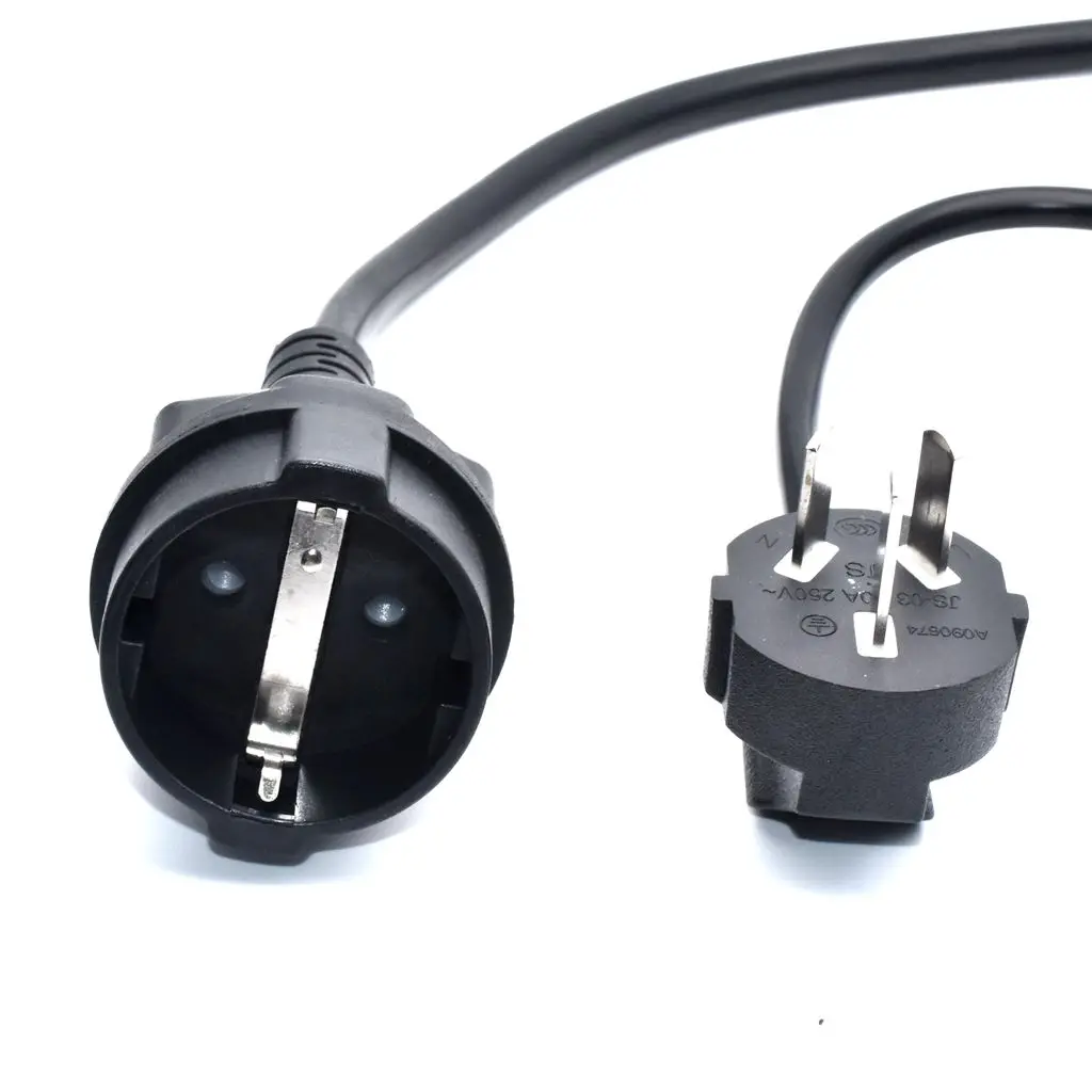 

Australia Standard 3 pin Schuko China Plug Male To European Socket Female Rechargeable AC Power Extension Cord