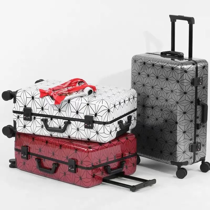

2019 New Men 20 24 26 29 inch Trolley Luggage Women Aluminum Frame Rolling Suitcase carry on spinner brand Travel Bags on Wheels