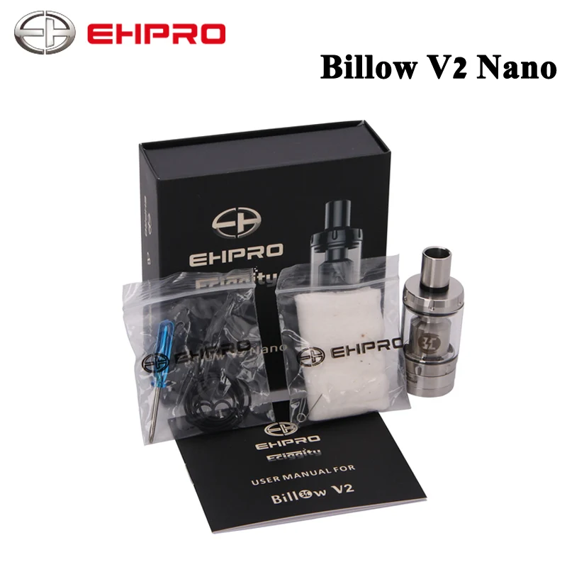 

Original Ehpro Billow V2 Nano RTA Tank 3.2ml Capacity Electronic Cigarette Atomizer Adjustable Airflow Vaporizer