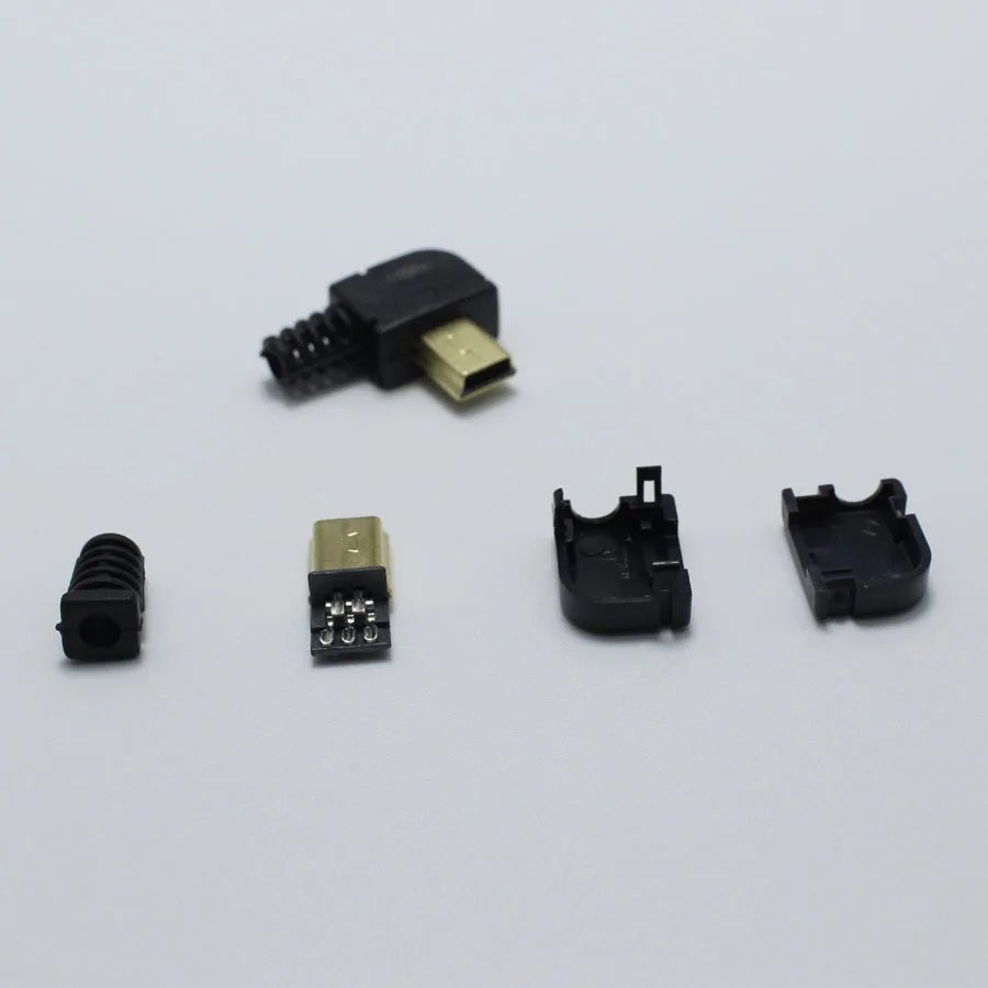 1 комплект Mini USB 5 Pin сварочный штекер позолоченный 90 градусов разъем 4 в 1 DIY черные вилки терминалы