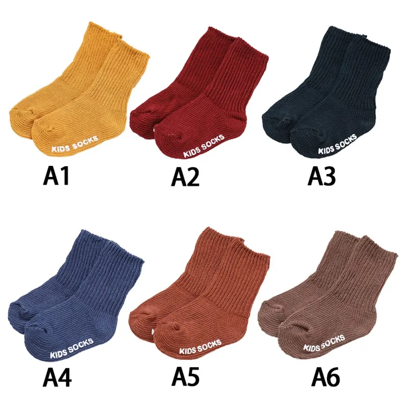 

1 Pair Baby Socks anti slip Children Girls Soft Socks Solid Colorful Children's socks Autumn Winter Foot warmers children