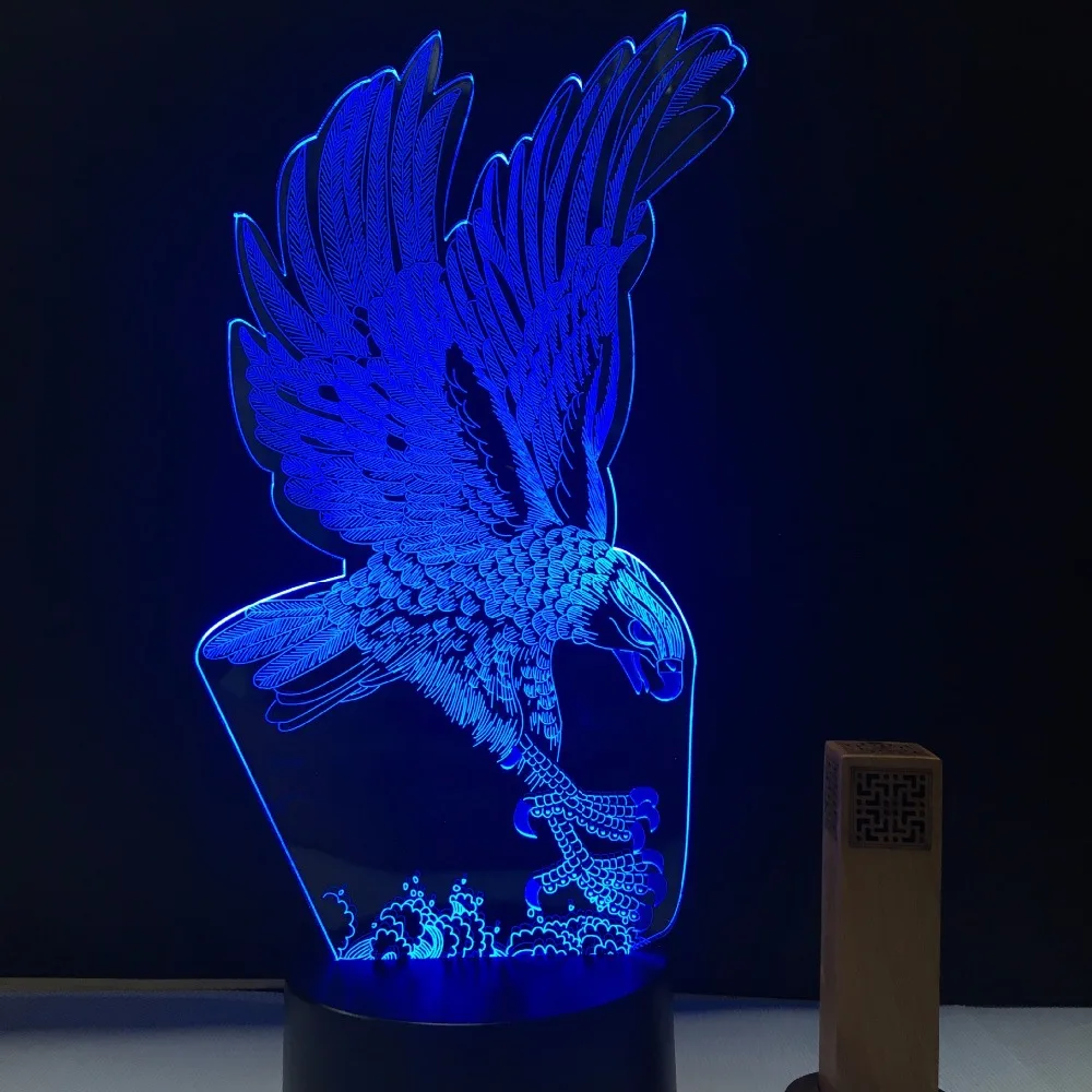 Большой орел Дизайн Новинка Акриловые Атмосфера лампы Hawk Форма творческий 3d