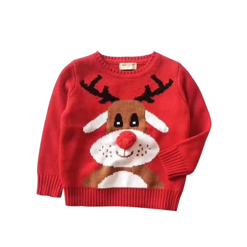 

Children Hooded New Year's Knitwear Christmas Tree Snowman Jacquard cardigan Boys Girls Round Neck Long Sleeve Toddler sweater