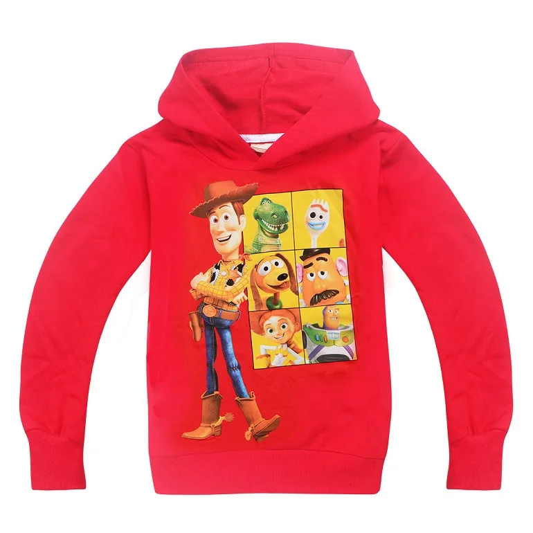Для мальчиков и девочек «История игрушек», «4 Костюмы комплект толстовка с капюшоном+ штаны детская Демисезонный Толстовка пальто брюки футболка футболки - Цвет: red hoodie