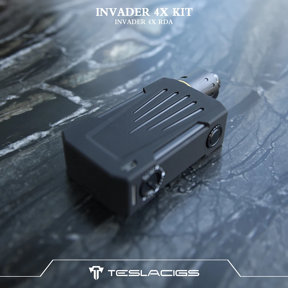 Original Teslacigs Invader 4X VV vape Kit With 5 Levels Variable Voltage Single Coil Build Deck 25mm RDA VS frenzy vape pen kit (28)