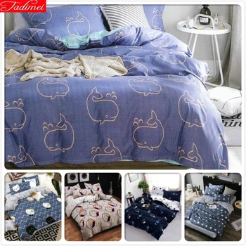 

4pcs Bedding Set Cotton Fitted Sheet Duvet Cover Pillowcase Suit Comforter Blanket Case 1.2m 1.5m 1m Bed linen Single Queen Size