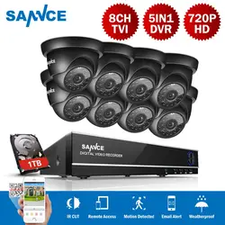 SANNCE 8CH видеонаблюдения Системы 1080N HDMI 5 в 1 DVR комплект 8 шт. HD 720 P 1.0MP открытый купол безопасности Камера наблюдения Системы