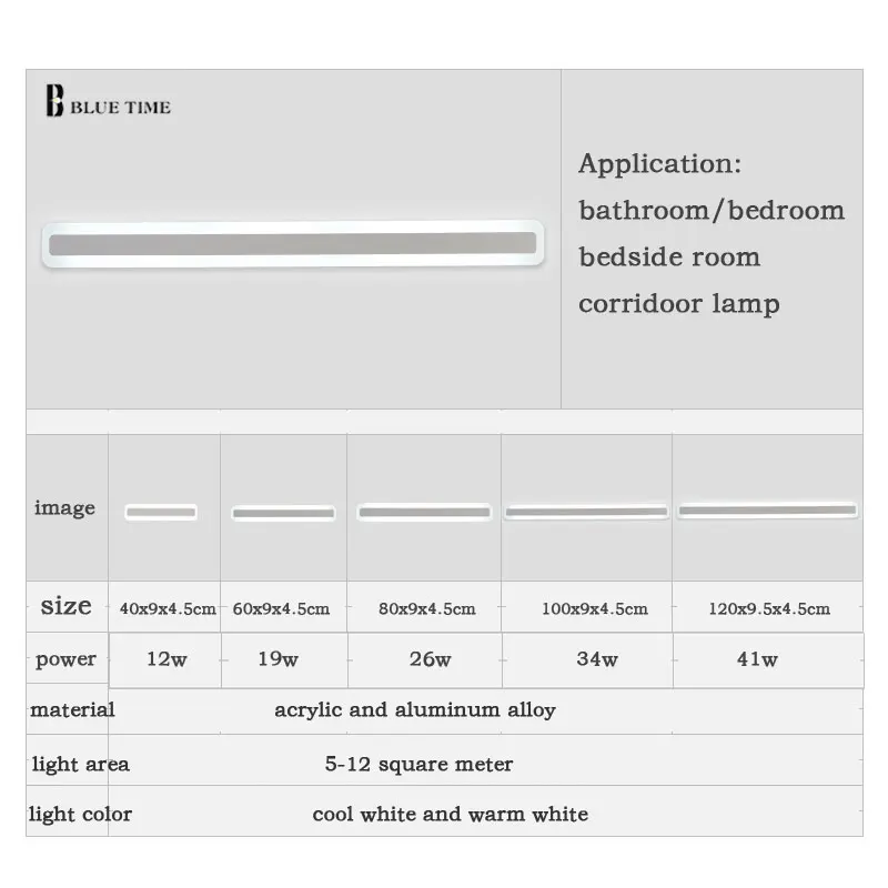 120, 100, 80, 60, 40 см светодиодный настенный светильник, современный акриловый бра, настенный светильник для ванной комнаты