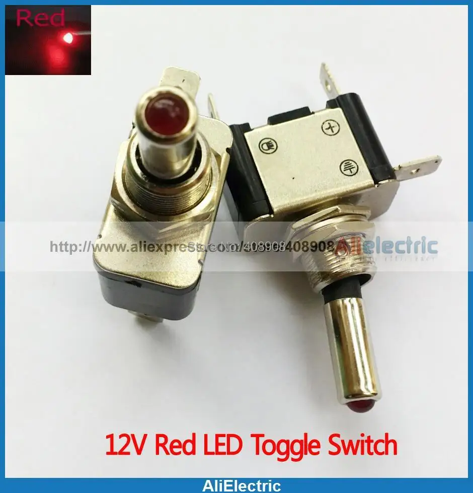 DC 12V Toggle Switch Red LED Light Car switches auto Toggle Switch ON