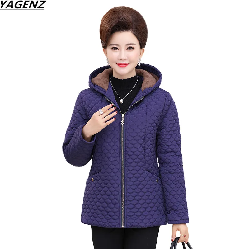 

New Winter Jacket Coat Female Plus Velvet Thicke Cotton Jacket Plus Size 4XL Mother Clothing Hooded Outerwear Women Basic Coats
