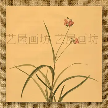 

Nostalgic vintage cowhide paper fashion decorative painting flower mural paintings poster painting