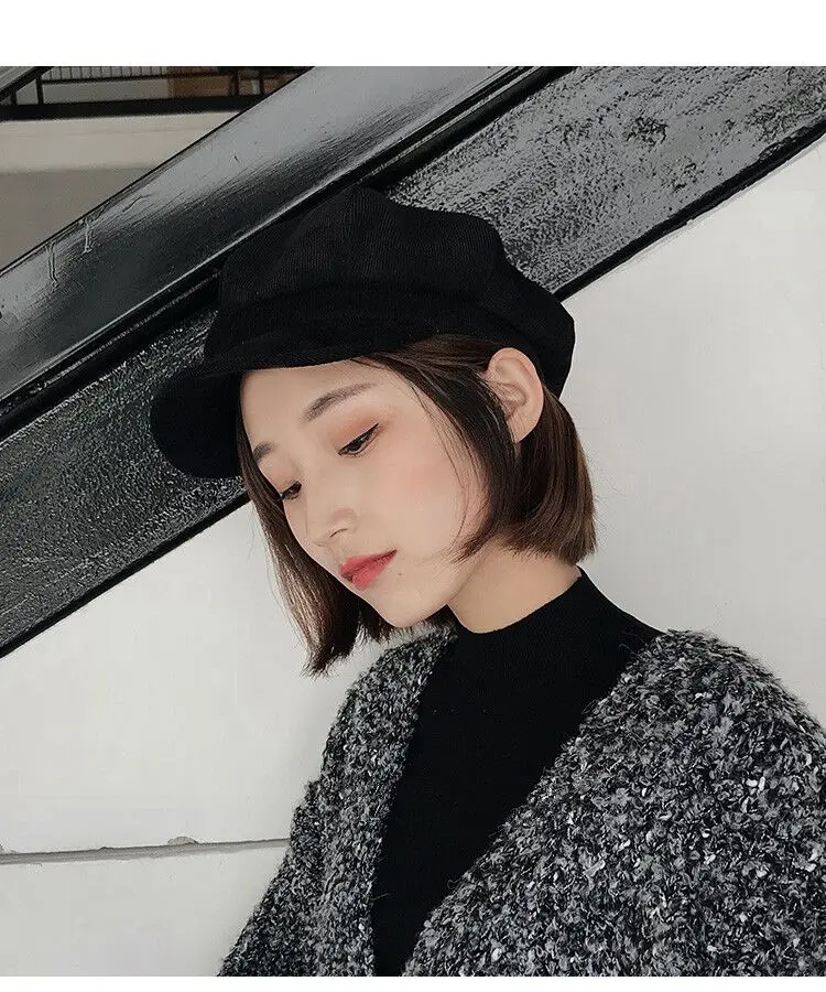 Унисекс восьмиугольная шапка для женщин Зимняя Вельветовая ткань Gorras Planas Мужская Newsboy кепки Женские однотонные шапки для мужчин береты