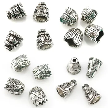 

5pcs/set Mixed Zinc Alloy Torus Plated Silver Bead Caps For Jewelry Making Bracelet Necklace DIY Bead Caps Accessories