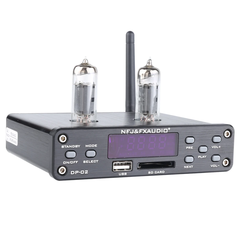NFJ& FXAUDIO DP-02 6K4 Мини HiFi Bluetooth звуковой Предварительный усилитель ламповый усилитель для наушников выходной усилитель с u-диском/sd-картой