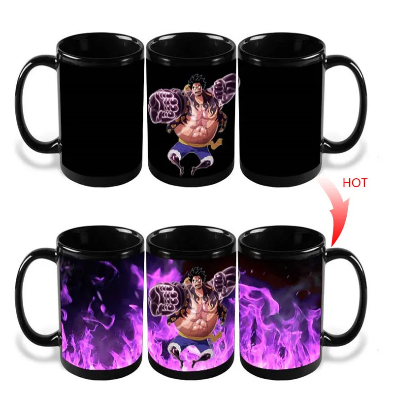 anime coffee mug one piece color change cup funny printed tea milk