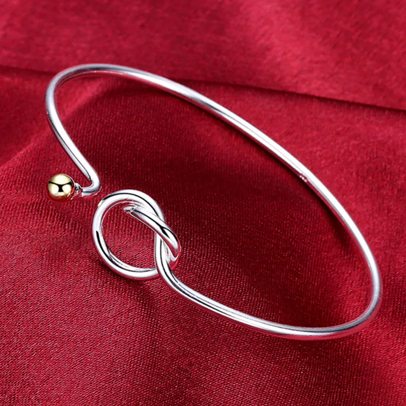 Настоящий 925 браслет серебристого цвета, браслеты для женщин, бусины, простые геометрические изящные линии, ювелирные изделия, рождественский подарок, Лидер продаж