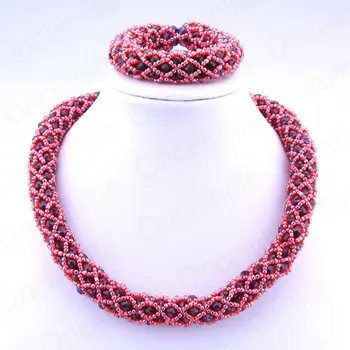 

Red And Black Gift Set Women African Nigerian Wedding Jewelry Sets Earing And Pendant Sets Free Shipping Fashionable New Design