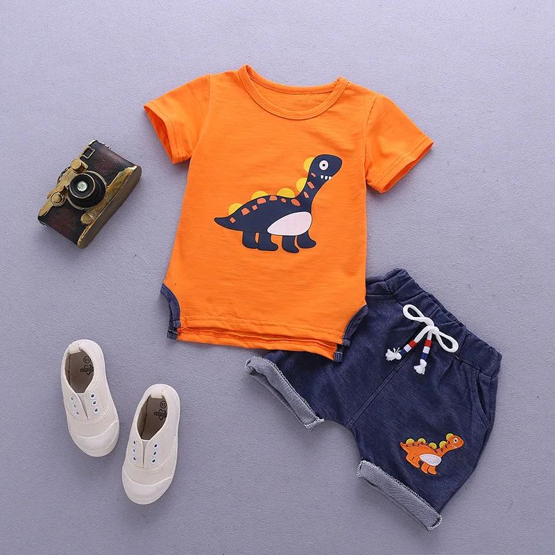 

New fashion male baby clothes suit children's clothing cartoon summer short-sleeved sportswear boys suit