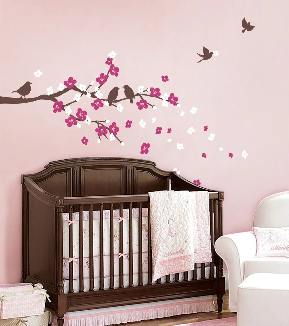 cherry blossom tree branches wall stickers for kids room baby nursery wall art decal removable vinyl personalized mural a402 sticker for kids room branch wall stickerswall stickers for kids aliexpress cherry blossom tree branches