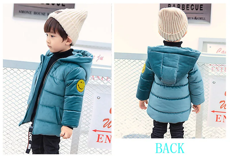 Winter warm gold velvet jacket for boys kids solid hooded down jacket for boys children coats outwear boy clothes (10)