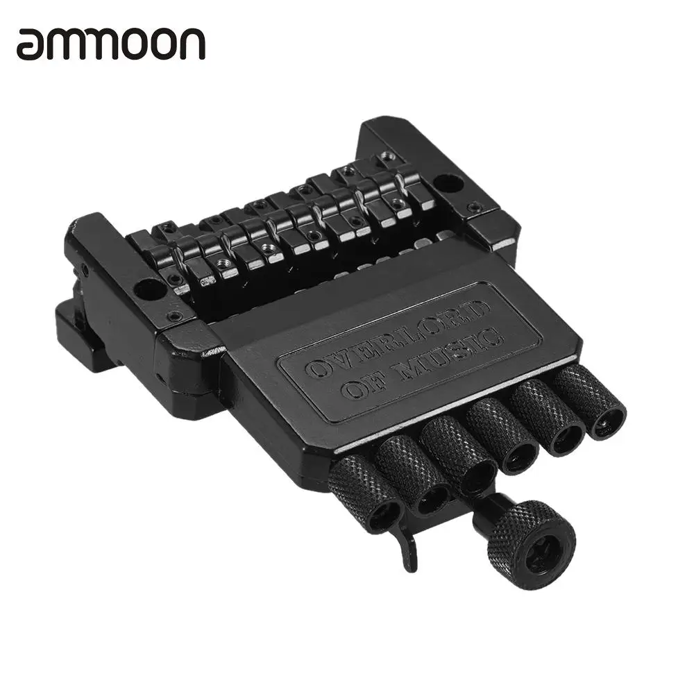 

6-string Guitar Bridge Set Electric Guitar Tremolo Tailpiece Bridge System for Headless Black Guitar Part & Accessories