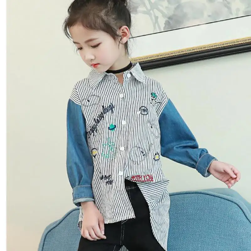 

2018 Spring Children's Clothes Girls Blouses Causal Long Sleeve Cotton Girl Blouses For Girls Kids Shirts Turn-down Shirts Tops