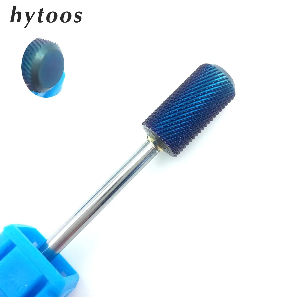  HYTOOS Flat Top Blue Tungsten Carbide Nail Drill Bit 3/32