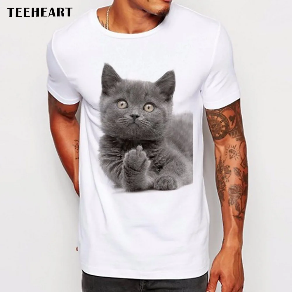 

Harajuku Style Middle Finger Cat T-Shirt Funny Graphic Print Tee Shirts Short Sleeve White Tee Shirt Tops La772
