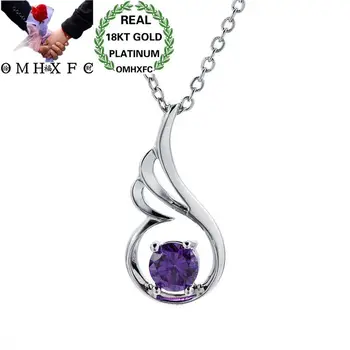 

MHXFC Wholesale European Fashion Woman Female Party Birthday Wedding Gift Angel Amethyst 18KT White Gold Pendant Necklace NL193