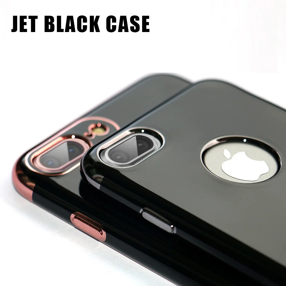 Jet Black Eletroplate Case for iPhone 7 Soft Silicone TPU