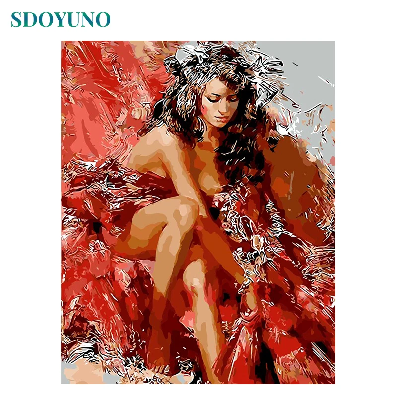 

SDOYUNO Frame Sexy Women DIY Painting By Numbers Acrylic Paint On Canvas Figure Painting Modern Wall Art Picture For Home Arts