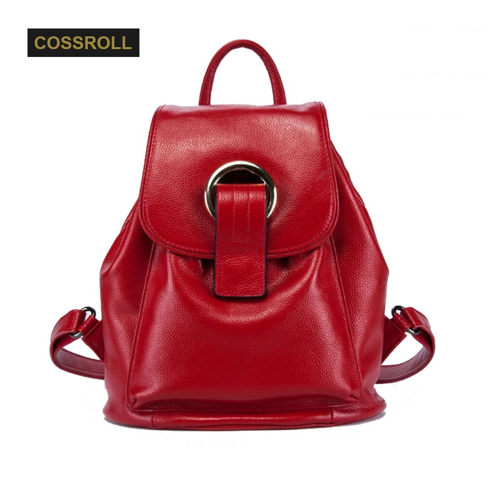 Genuine Leather Backpack Large Capacity Black Leather Shoulder Bag