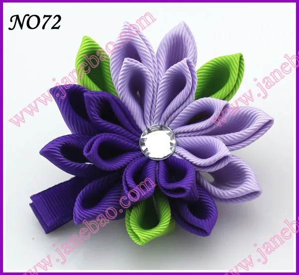 

free shipping 24pcs Two layer kanzashi flower clip Mix color is avaiable good quality