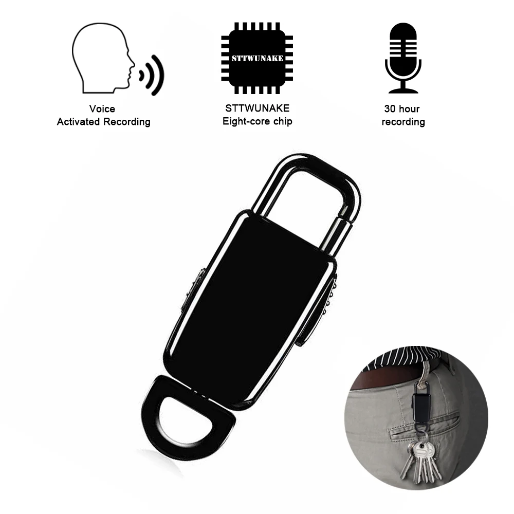  STTWUNAKE Audio Registratore Vocale professionale HD Digitale Dittafono Mini Keychain nascosta deno