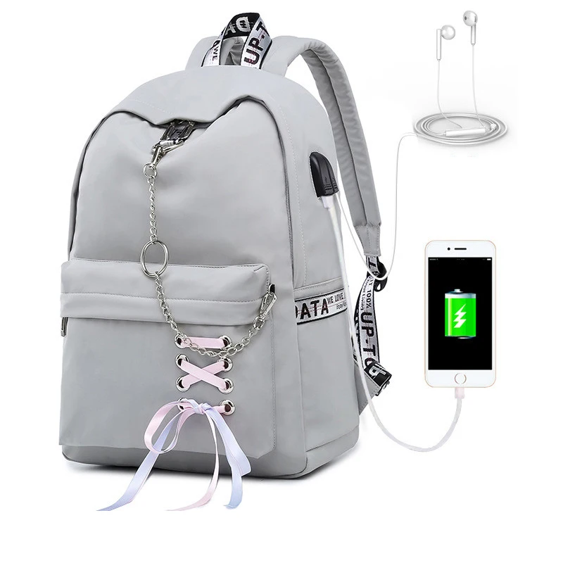 Женский рюкзак, usb зарядка, нейлоновые рюкзаки, школьные сумки для девочек-подростков, рюкзак для ноутбука, mochila feminina, школьная сумка