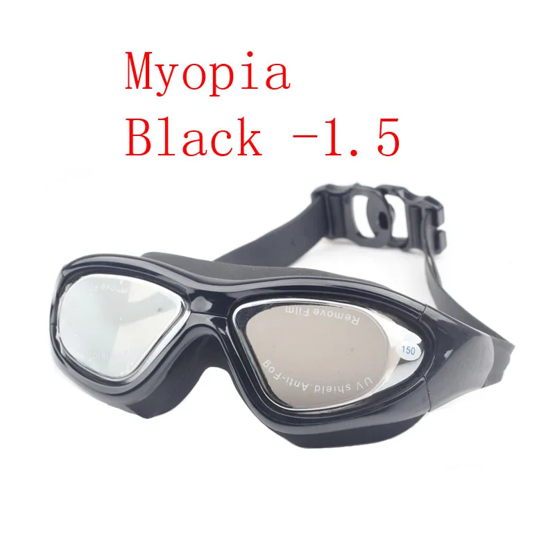 Очки для плавания для взрослых, очки для близорукости, профессиональные, анти-туман, диоптрий, водонепроницаемые, для арены, для плавания, очки, natacion, оптические маски для дайвинга - Цвет: Black -1.5