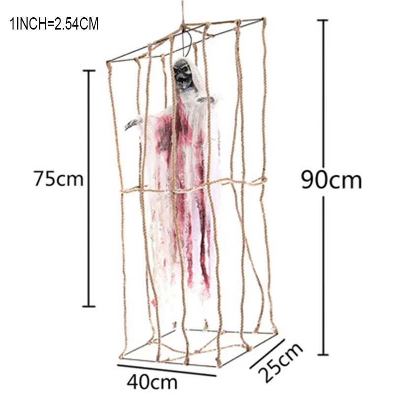 Хэллоуин висячая клетка призрак электрический череп бар дом с привидениями Хэллоуин призрак голос Скелет реквизит Хэллоуин украшение KI50