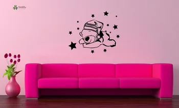 

YOYOYU Vinyl Wall Decal Sleeping Cute Cartoon Bear Stars Kids Bedroom Removable Home Decoration Stickers FD361