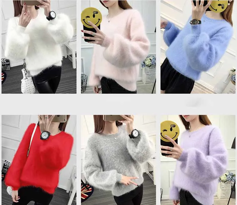 Норковый кашемировый свитер, женские кашемировые пуловеры, вязаный чистый норковый цвет по индивидуальному заказу, m19011