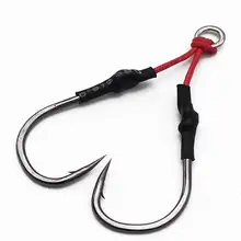 2 в 1 Набор вспомогательный двойной рыболовный крючок для нейлоновой лески с PE трубкой 1/0-10/0# Высокоуглеродистая сталь рыболовный крючок соленая пресная вода