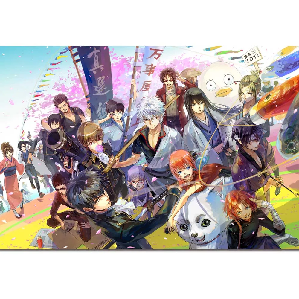 Gintama японского аниме искусство шелковая ткань плакат печать 24x36 дюймов 32*48
