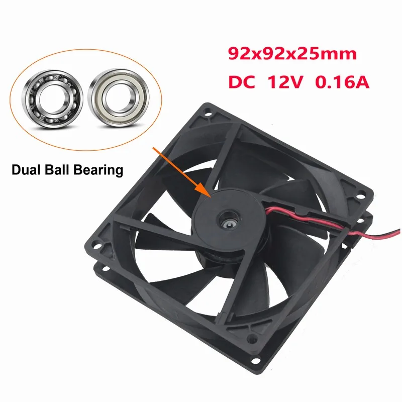 

Gdstime 2 шт. DC 12 В 9 см 9225 90 мм 2Pin шариковый подшипник уплотнитель ЦП радиатор кулер безщеточный вентилятор охлаждения 92 мм 90 мм * 90 мм * 25 мм