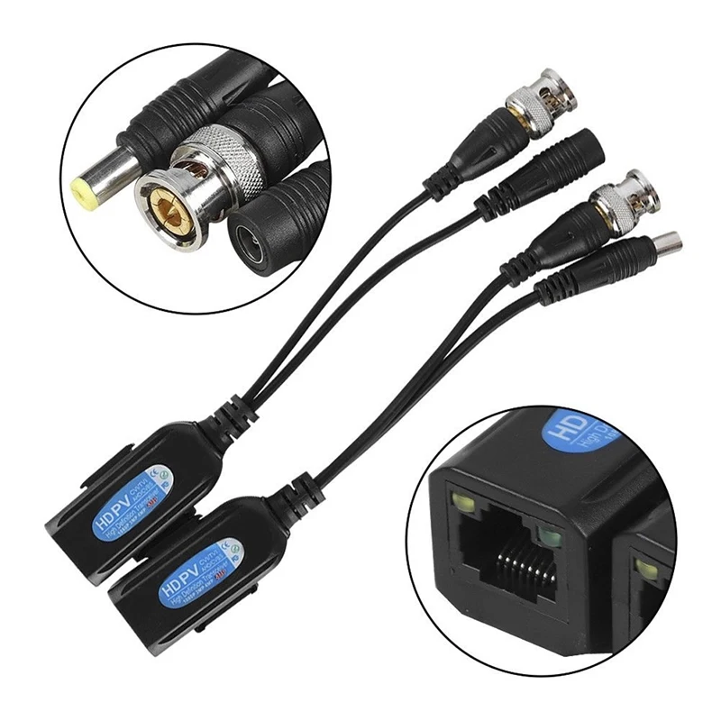 

1 Pair DC-8MHZ Passive CCTV Coax BNC Video Power Balun Transceiver to RJ45 Connector
