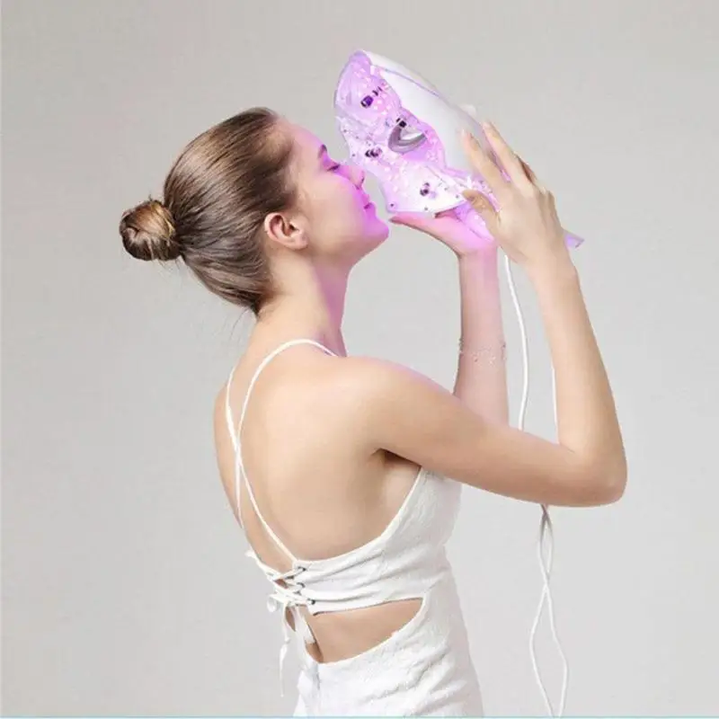 7 Color Light LED Photon Full Face Mask Neck Facial Anti-aging Boost Blood Circulation Beauty Skin Care Spa Mask Tools Y3 mayitr new full face cooling mask anti fatigue contracting pores facial skin care tools