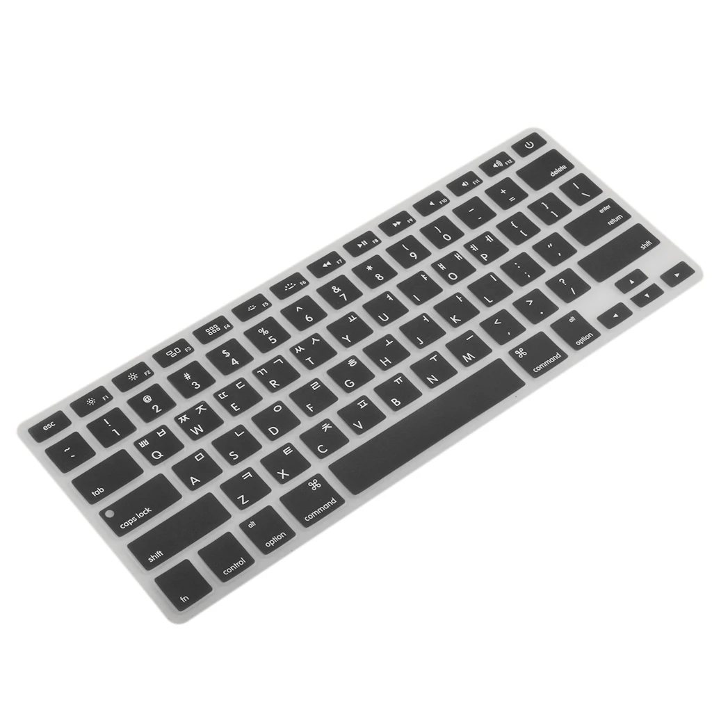 Korean / English Silicone Keyboard SKin Cover Guard Film Protector for Macbook Pro 13'' 15'' Black