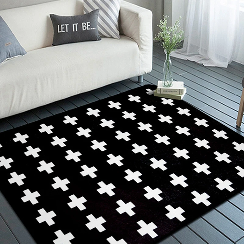 Геометрические серьги-капельки черно-белая большая ковровая зона коврик для спальни гостиная ковер противоскользящие домашние декоративные коврики