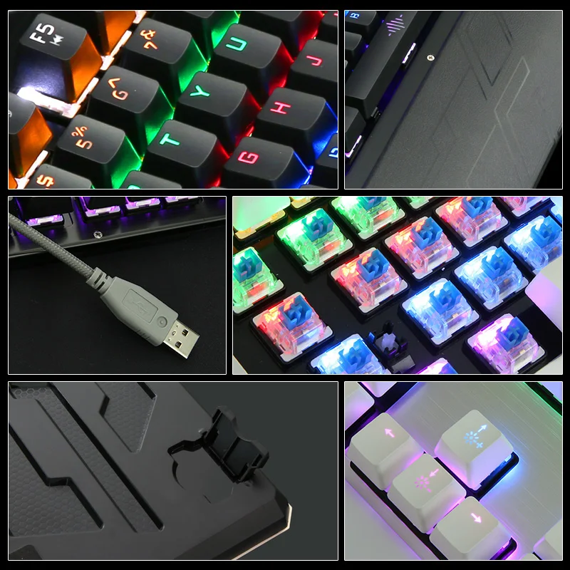 KuWFi Pro механическая клавиатура с защитой от привидения USB Проводная цветная